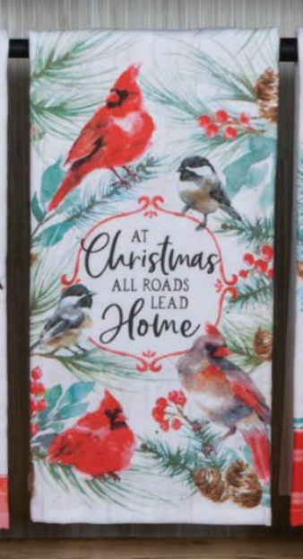 Roads Lead Home at Christmas Dish towel