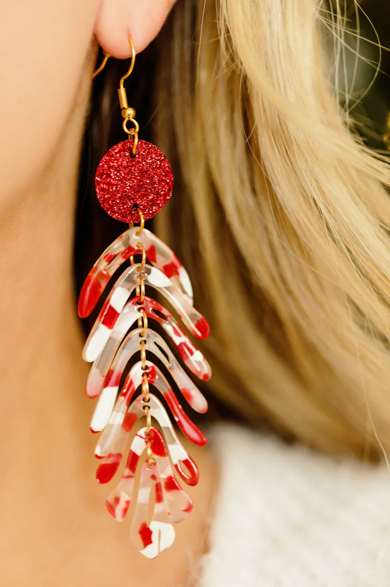 Red & White palm earring
