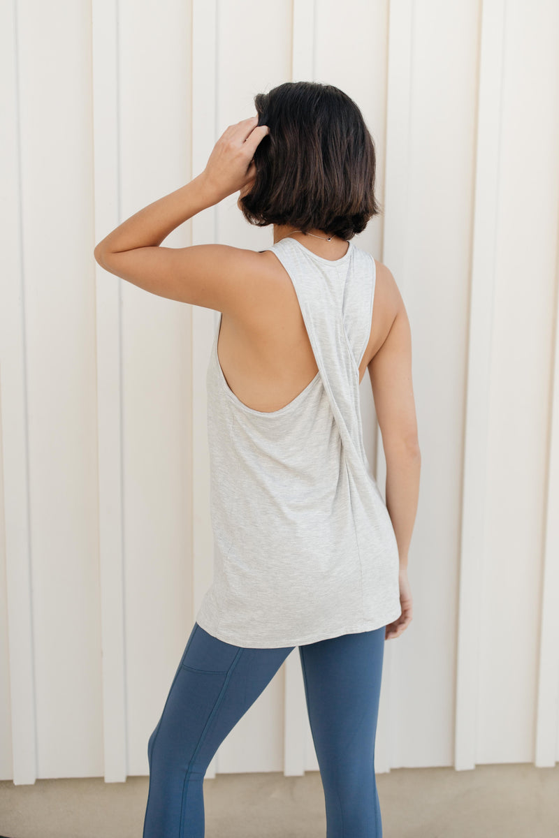 Twisted Back Tank in Heather Gray