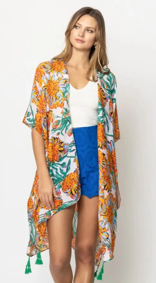 PREORDER: All Over Floral Print Kimono in Two Colors