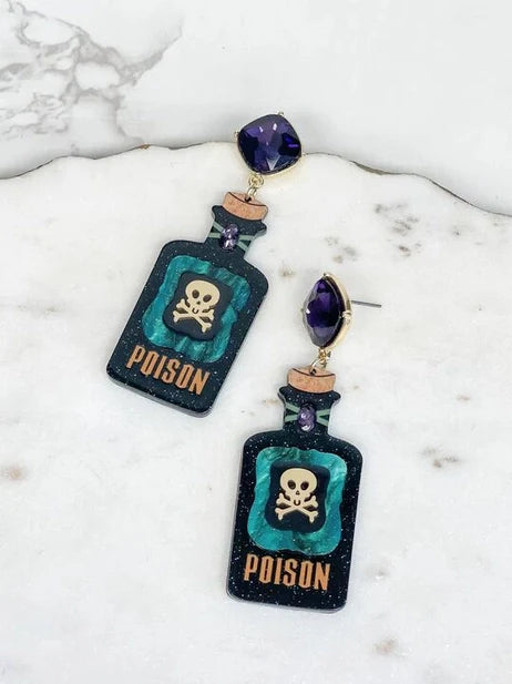 PREORDER: Spooky Poison Bottle Dangle Earrings