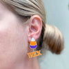 PREORDER: Trick or Treat Dangle Candy Corn Enamel Earrings
