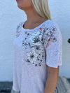 Oatmeal top with Floral detailing