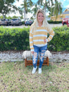 Mustard and white stripe sweater