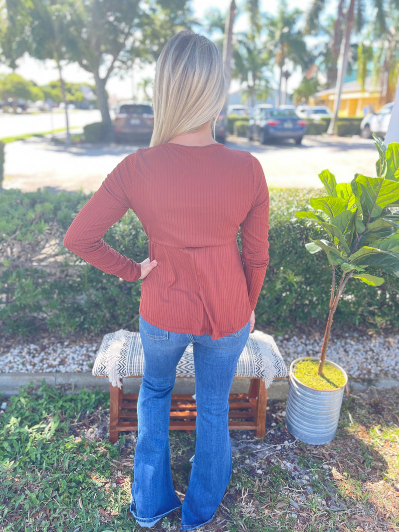 Rust Fit & Flare Top