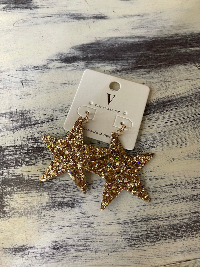 gold sequin star earring