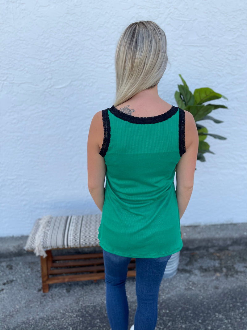 Kelly Green Lace Tank top