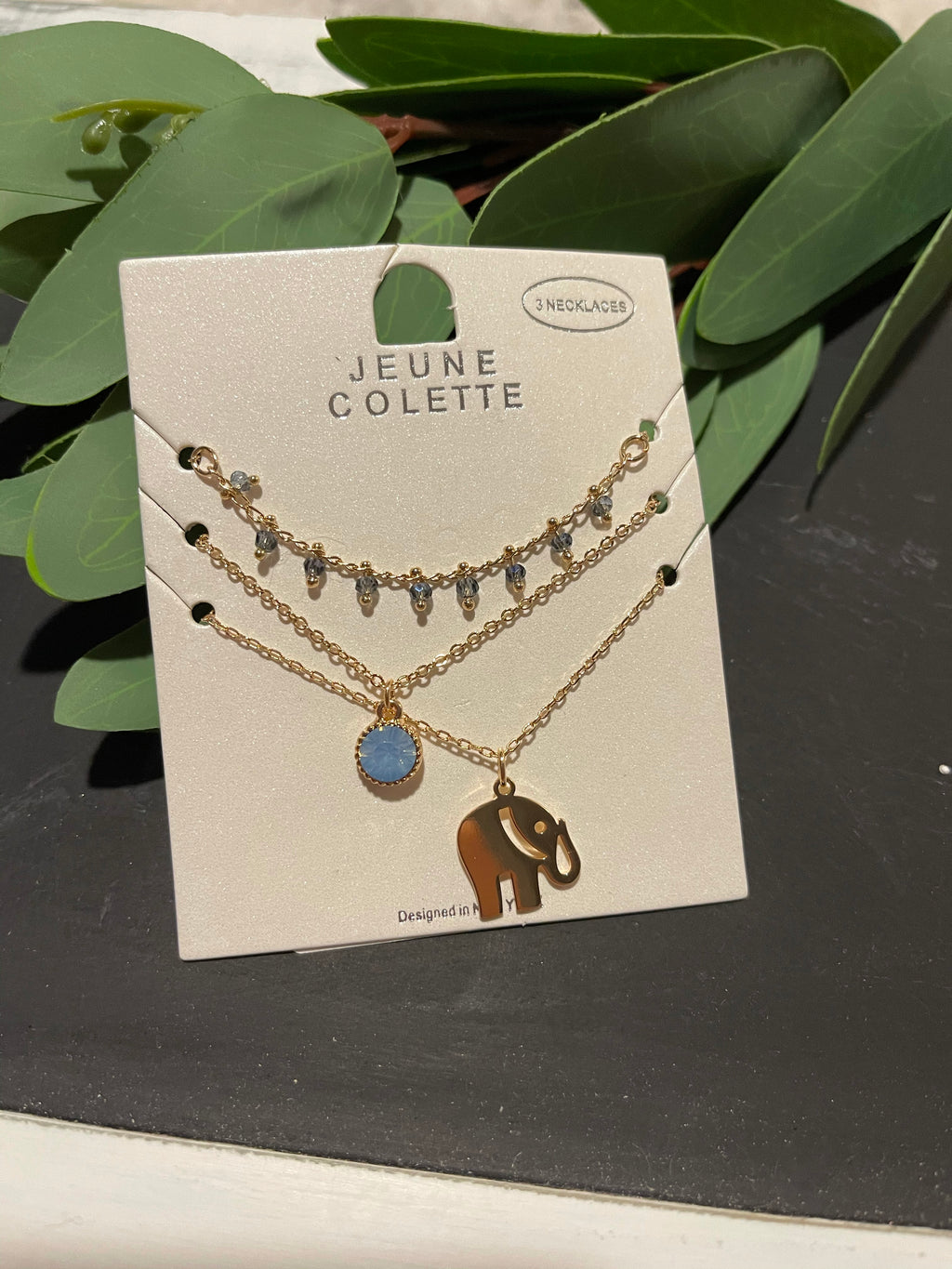 elephant 3 layered necklace