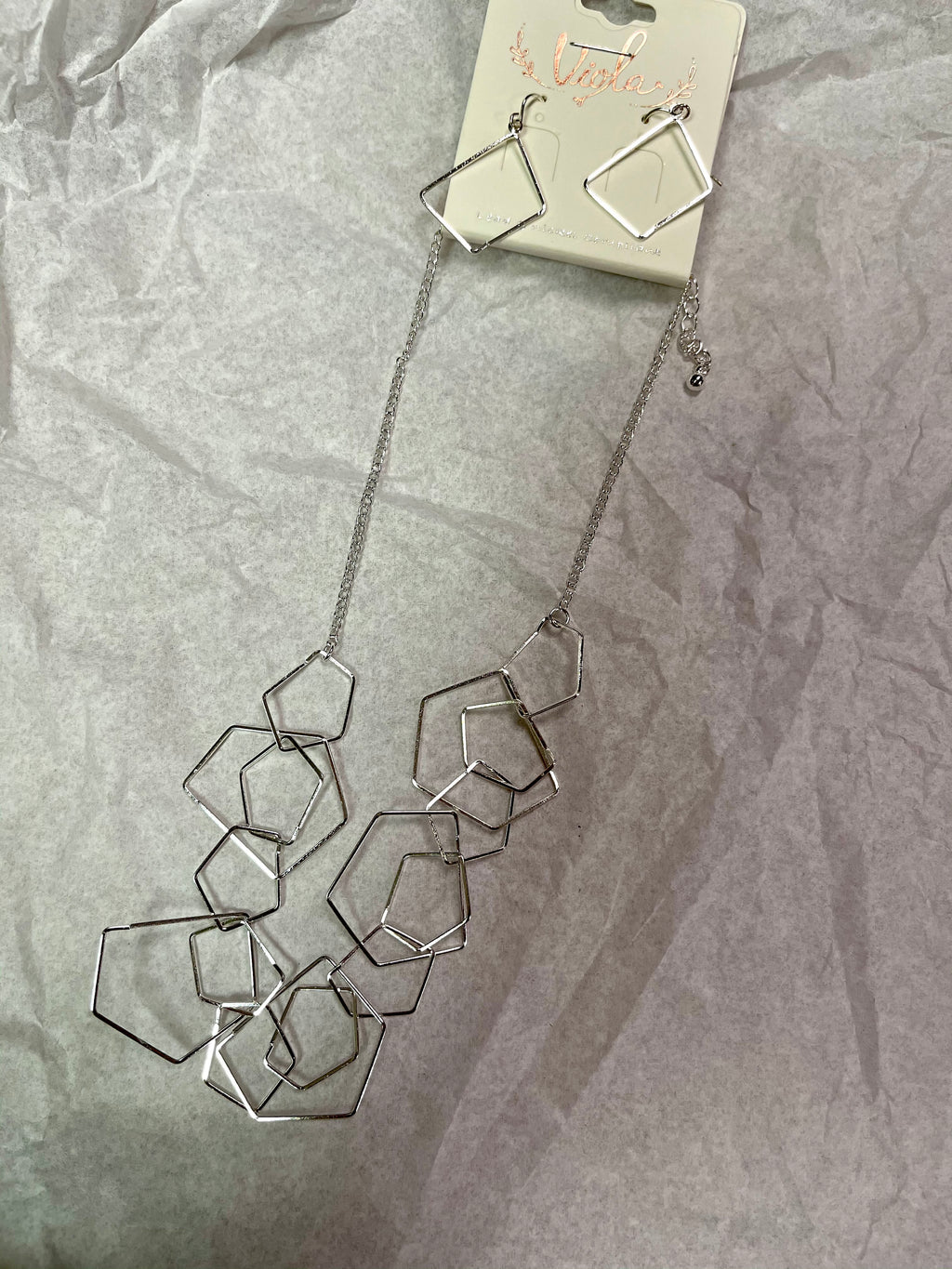 Hexagon Shapes Necklace + earring