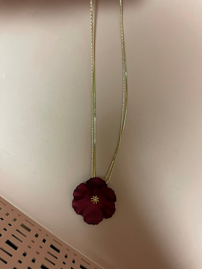 Burgundy Floral Necklace